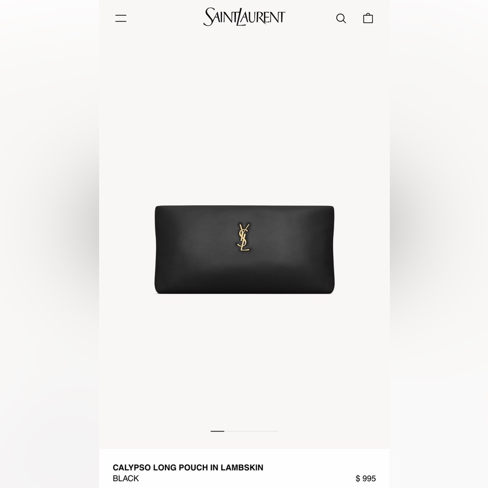 Saint Laurent calypso lamb skin leather clutch.